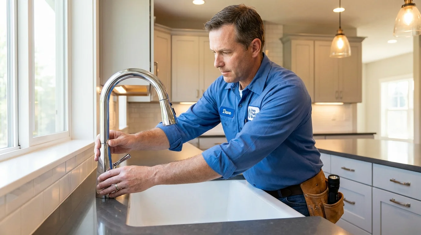 Kitchen faucet installation by Johns Plumbing LLC in Sanbornton