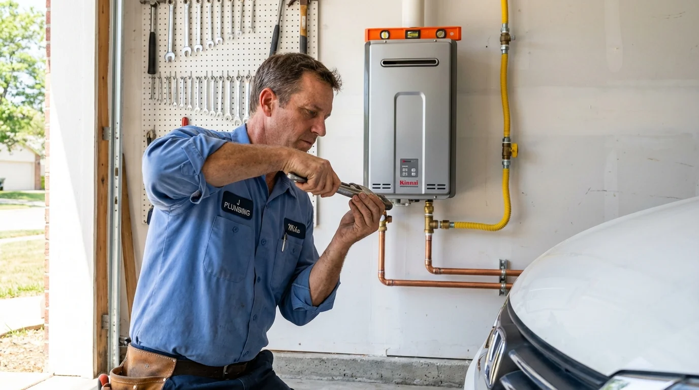 Tankless water heater installation by a Johns Plumbing LLC plumber in Sanbornton